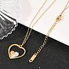 304 Stainless Steel with Polymer Clay Crystal Rhinestone Heart Pendant Necklaces for Women NJEW-A064-03G-2