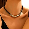 Bohemian Style Alloy Multiple Ring Waxed Cord Choker Necklaces for Women FS-WGCCD3B-01-1