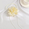 1Pc Retro Cloth Rose Flower Waxed Cord Wrap Choker Necklaces for Women NJEW-CP0001-05C-3
