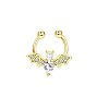 316L Stainless Steel Clear Cubic Zirconia Halloween Bat Clip-on Nose Septum Rings WG4B0C3-02-4