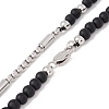 Natural Black Agate Round Beaded Necklace NJEW-B083-02-4