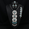 Flat Round Alloy with Resin Pendant Necklace & Stud Dangle Earring & Link Bracelet & Ring FS-WGB1F06-06-1