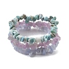 Chips Natural Larimar & Blue Lace Agate & Kunzite Beaded Stretch Bracelets Sets BJEW-JB05332-01-4