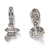 Brass Micro Pave Clear Cubic Zirconia European Dangle Charms ZIRC-H119-02P-2