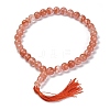 Synthetic Cherry Quartz Glass Beads Stretch Bracelets BJEW-A025-01O-1