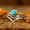 Alloy and Synthetic Turquoise Finger Rings FS-WG19095-01-2