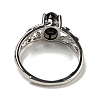 Oval Natural Black Agate Adjustable Rings RJEW-Q818-01P-06B-4