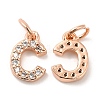 Brass Micro Pave Grade AAA Cubic Zirconia Charms ZIRC-P067-11RG-C-NR-2