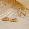 Elegant Retro Brass Pave Clear Cubic Zirconia Hoop Earrings XW2787-1-4