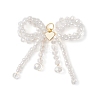 Glass Seed Beaded Bowknot with Heart Pendants PALLOY-MZ01162-02-1
