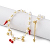 Brass Micro Pave Clear Cubic Zirconia Beaded Necklaces NJEW-Z059-04G-05-3