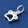 925 Sterling Silver Micro Pave Clear Cubic Zirconia Paw Print Charms STER-G045-20S-2