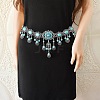 Bohemian Alloy & Synthetic Turquoise Flower Teardrop Tassel Body Chains for Woman WG1D408-02-1