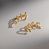 304 Stainless Steel Pave Cubic Zirconia Cuff Earrings WG912F2-01-4