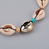 Adjustable Cowrie Shell and Synthetic Turquoise Beaded Necklaces NJEW-JN02300-02-3