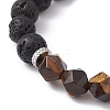 Natural Lava Rock & Mixed Gemstone Round Beaded Stretch Bracelets BJEW-JB09774-4
