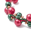 Christmas Glass Pearl Beaded Braided Beade Bracelets for Women BJEW-MZ00254-3
