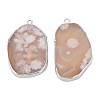 Natural Cherry Blossom Agate Pendants G-N326-125-03S-2