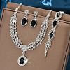 Oval & Horse Eye Brass Rhinestone Necklaces & Bracelets & Earring Sets FS-WG182CE-03-4