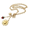 304 Stainless Steel Red Enamel Strawberry Sunflower Sun Pendant Necklaces for Women NJEW-G181-12G-2