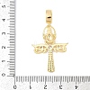 Brass Micro Pave Clear Cubic Zirconia Egyptian Ankh Cross Beetle European Dangle Charms KK-U058-47G-3