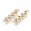 Brass Micro Pave Clear Cubic Zirconia Links connectors X-ZIRC-T011-11G-NF-2