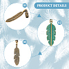 6Pcs 6 Colors Alloy Cord Ends with Feather Charms FIND-GF0009-05-6
