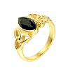 Horse Eye & Knot 304 Stainless Steel with Cubic Zirconia Finger Rings FS-WG8EA45-07-2
