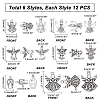 72Pcs 6 Style Tibetan Style Alloy Pendants FIND-PH0005-50-5
