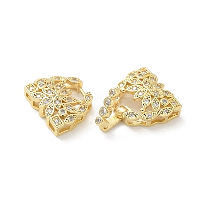 Brass Micro Pave Clear Cubic Zirconia Fold Over Clasps LS-KK-Z083-04G-1