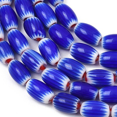 Handmade Millefiori Glass Oval Beads Strands LK-Z001-02B-05-1
