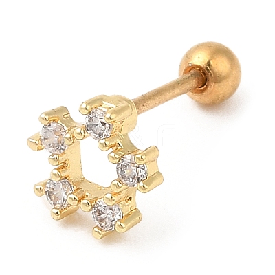 Brass Micro Pave Clear Cubic Zirconia Stud Earrings EJEW-L265-05G-1