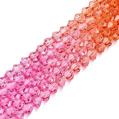 Gradient Color Baking Paint Glass Bead Strands DGLA-A039-T4mm-A04-1