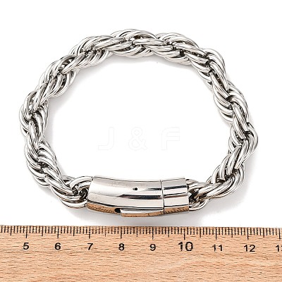 304 Stainless Steel Rope Chain Bracelets for Men Women BJEW-C124-03B-P-1