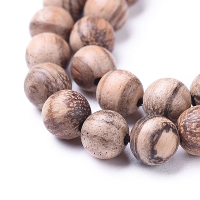 Natural Wood Beads Strands X-WOOD-F008-06-C-1