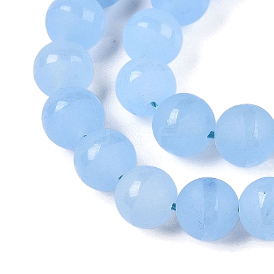 Frosted Natural White Jade Beads Strands G-T138-8mm-209C-1