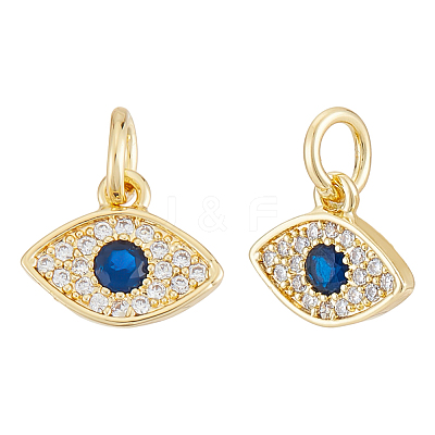 10Pcs Brass Micro Pave Cubic Zirconia Charms KK-ME0001-75-1