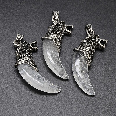 Antique Silver Zinc Alloy Natural Quartz Crystal Big Pendants X-G-F228-63G-FF-1