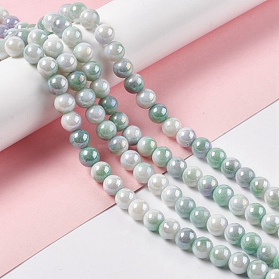 Electroplated Glass Beads Strands GLAA-C023-01B-1