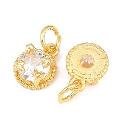 Brass Pave Cubic Zirconia Charms KK-K340-52G-1