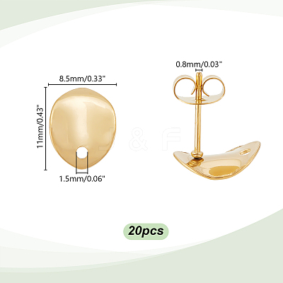 20Pcs 304 Stainless Steel Stud Earring Findings STAS-UN0059-04-1