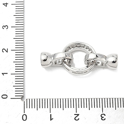 Brass Micro Pave Clear Cubic Zirconia Fold Over Clasps KK-U059-34P-1