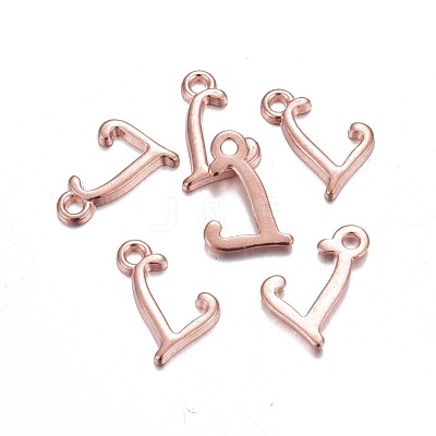 Rose Gold Plated Alloy Letter Pendants X-PALLOY-J718-01RG-L-1