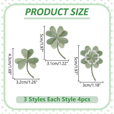 12Pcs 3 Styles Computerized Embroidery Cloth Iron On/Sew on Patches CLOV-WR0001-01-1