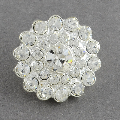 Shining Flower Alloy Grade A Crystal Rhinestone Slide Charms Beads RB-R008-07-1