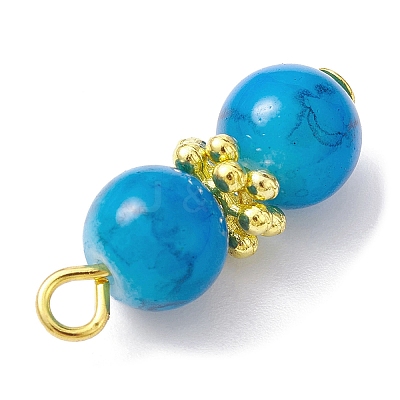 Baking Paint Glass Round Beaded Pendant PALLOY-JF02270-02-1