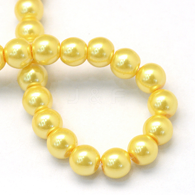 Baking Paint Pearlized Glass Pearl Round Bead Strands HY-Q330-8mm-67-1