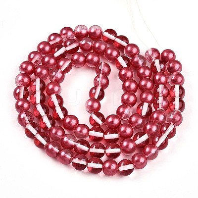 Baking Paint Transparent Glass Beads Strands DGLA-N011-10mm-06-1