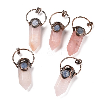 Natural Rose Quartz Big Pointed Pendants G-M383-21B-1
