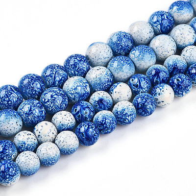 Transparent Baking Paint Glass Beads Strands DGLA-N009-10mm-07-1